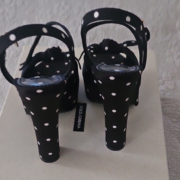 Dolce & Gabbana Black and White Polka Dot Heels - Picture 5 of 6